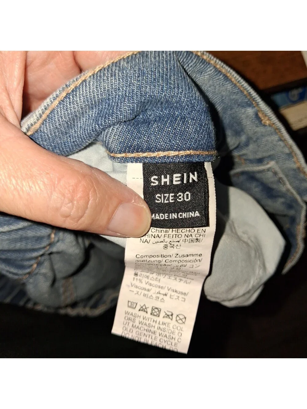 SHEIN Light Wash Denim Jeans with Star Cutout Details Size 30
